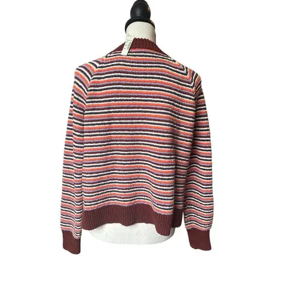 NWT Madewell Arden V-Neck Crop Pullover Sweater in Stripe Women's S Cotton Knit - Picture 5 of 6